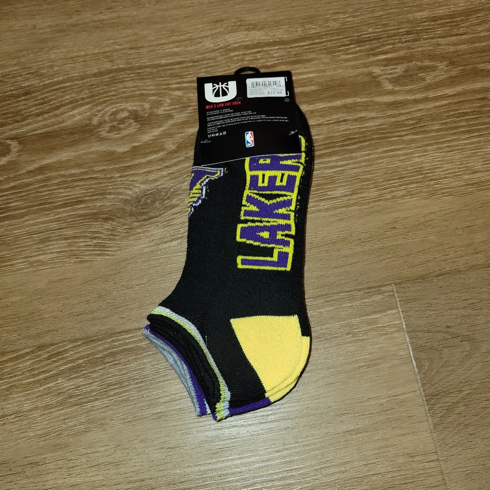 NBA Los Angeles Lakers NBA Mens Low Cut Socks Large (6-12) 3 Pair Pack New